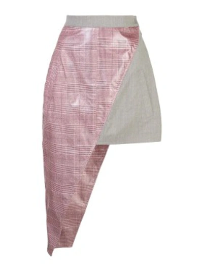 Shop Natasha Zinko Asymmetric Plaid Mini Skirt In Pink