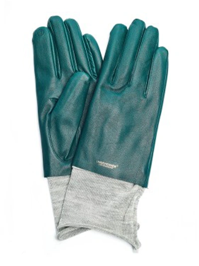 Shop Undercover Dark Green Leather Gloves In Black