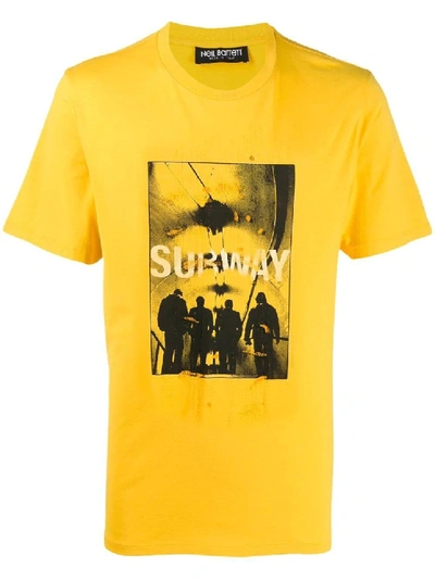 Shop Neil Barrett Photographic Subway T-shirt In Gold