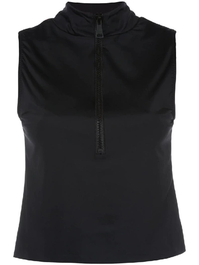 Shop Natasha Zinko Colorblock Zipped Sleeveless Top In Black