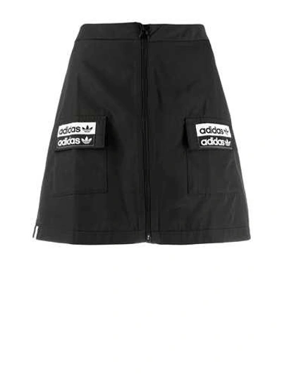 Shop Adidas Originals Zip Miniskirt In Black