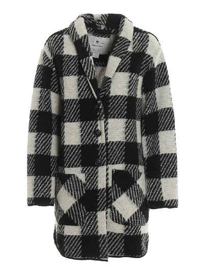 Shop Woolrich Gentry Checked Wool Blend Coat In Black