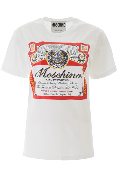Shop Moschino Budweiser T-shirt In Fantasia Bianco 1 (white)