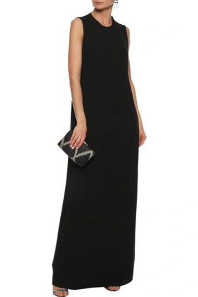 Shop Valentino Layered Silk Crepe De Chine Gown In Black