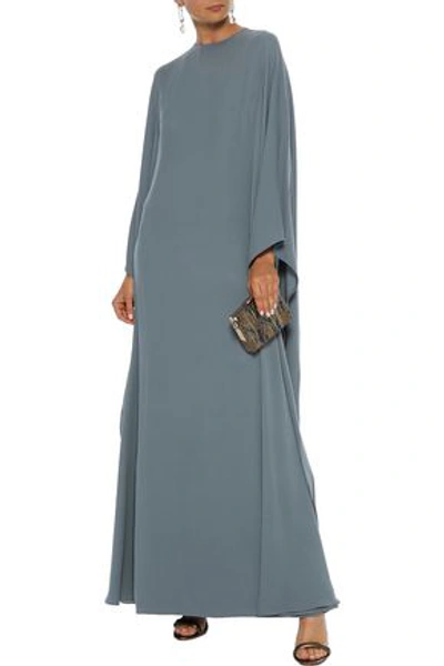 Shop Valentino Woman Draped Silk-crepe Gown Sky Blue