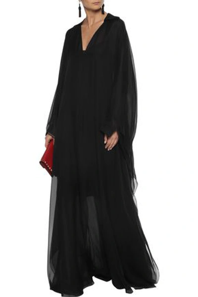 Shop Valentino Silk-chiffon Gown In Black