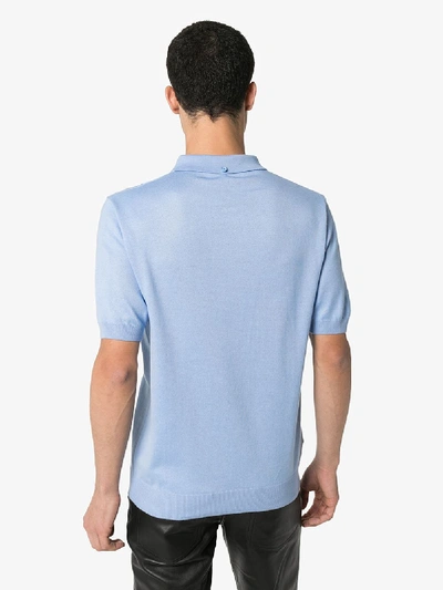 Shop Fred Perry Embroidered Logo Knit Polo Shirt In Blue