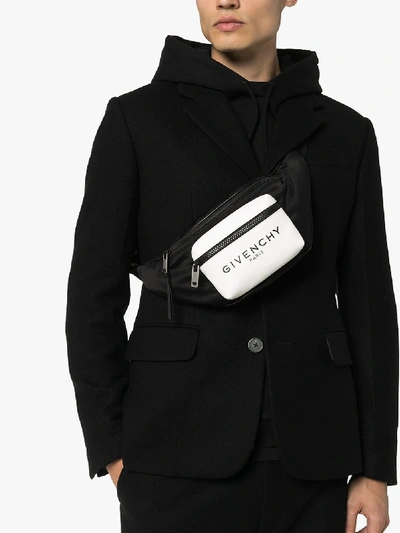 Shop Givenchy Black And White Logo Print Belt Bag