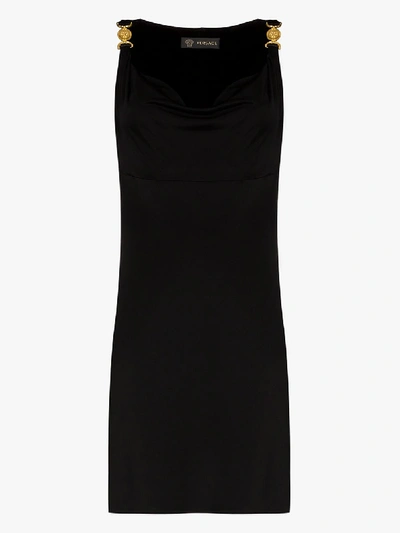 Shop Versace Cowl Neck Mini Dress In Black