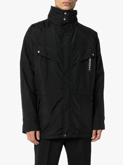 Givenchy Logo Print Parka Jacket In Black