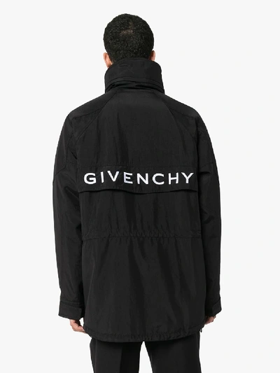 Givenchy Logo Print Parka Jacket In Black