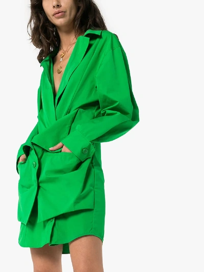 Shop Jacquemus La Robe Murano Shirt Dress In Green