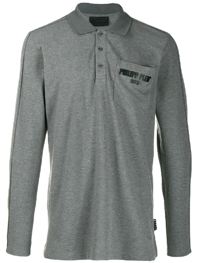 Shop Philipp Plein Statement Polo Shirt In Grey