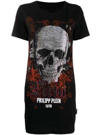 Shop Philipp Plein Maxi Crystal Skull T-shirt In Black