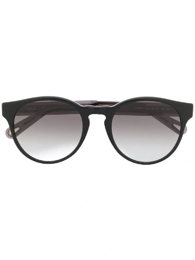 Shop Chloé Round Frame Sunglasses In Schwarz