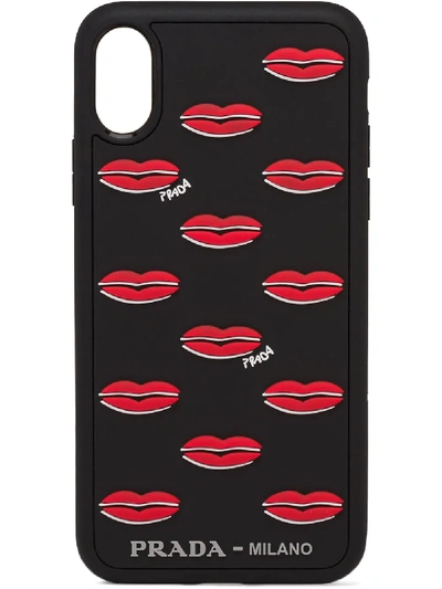 Shop Prada Lip Print Iphone X/xs Case In Black