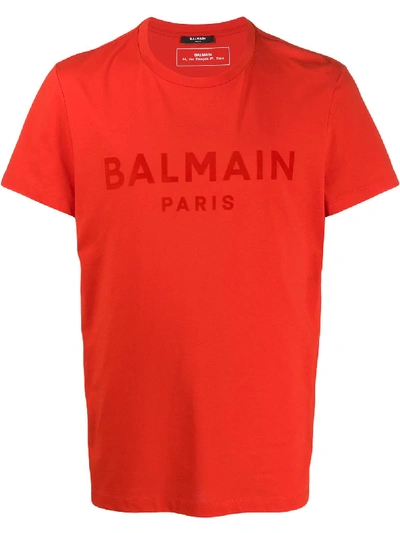 Shop Balmain T-shirt Mit Logo-print In Red