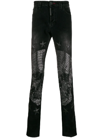 Shop Philipp Plein Super Straight Cut Jeans In Black
