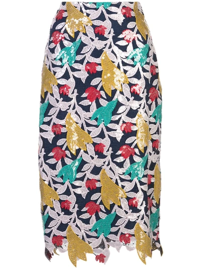 FLORAL APPLIQUÉ PENCIL SKIRT