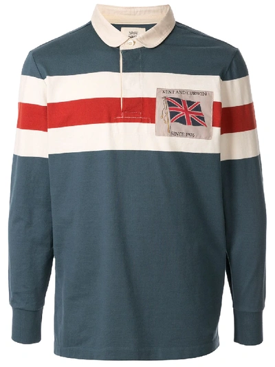 Shop Kent & Curwen Stripe Print Polo Shirt In Blue