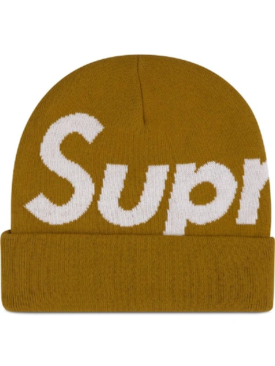 Supreme Big Logo Beanie In Yellow | ModeSens