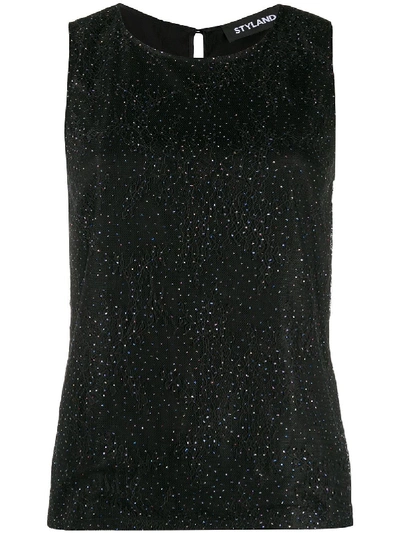 Shop Styland Embellished Lace Tank Top In Black