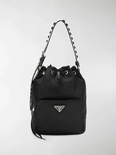 Shop Prada New Vela Bucket Bag In Black