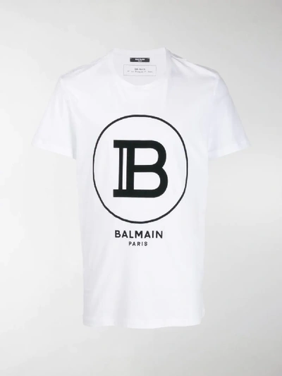 Shop Balmain Logo Print T-shirt In White