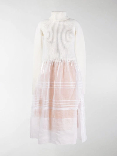 Shop Loewe Knitted Sheer Dress In White