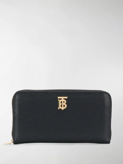 Shop Burberry Monogram Motif Ziparound Wallet In Black