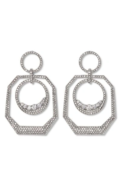 Shop Vince Camuto Pave Crystal Orbital Hoop Earrings In Silver