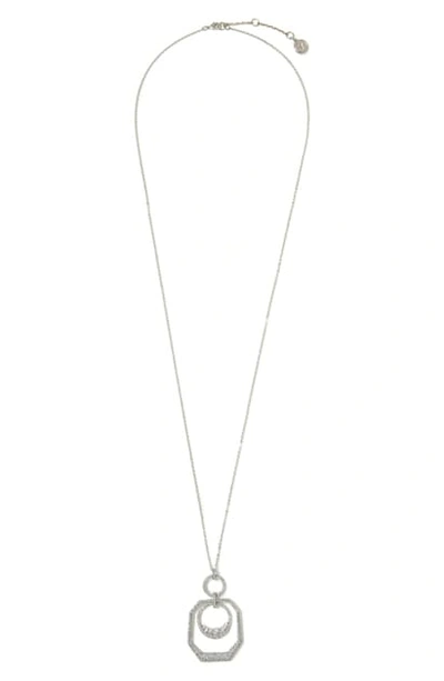 Shop Vince Camuto Long Orbital Pendant Necklace In Silver
