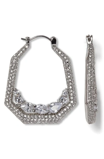 Shop Vince Camuto Pave Crystal Hoop Earrings In Silver