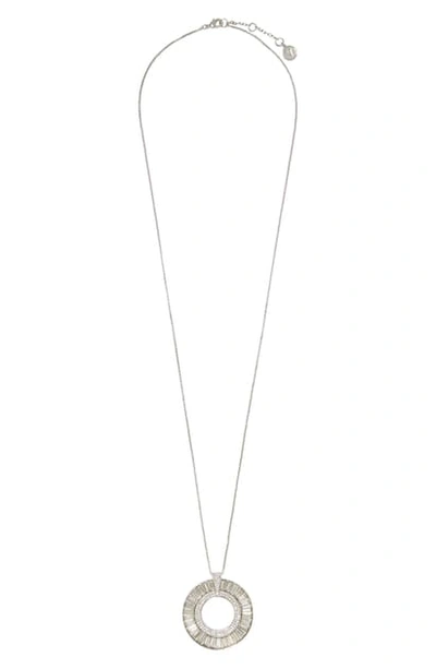 Shop Vince Camuto Long Open Pendant Necklace In Silver/ Crystal