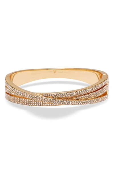 Shop Vince Camuto Crystal Pave Crossover Bangle In Gold