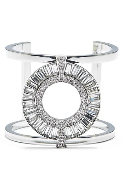 Shop Vince Camuto Baguette Crystal Statement Cuff In Silver/ Crystal