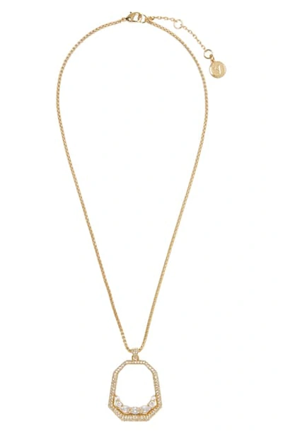 Shop Vince Camuto Floating Crystal Open Pave Pendant Necklace In Gold