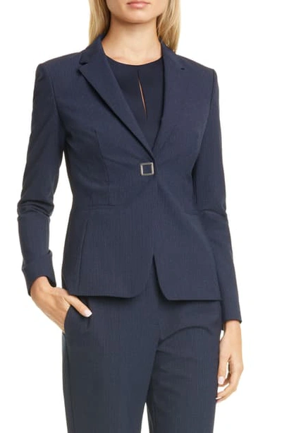 Shop Hugo Boss Julea Pinstripe Suit Jacket In Midnight Fantasy