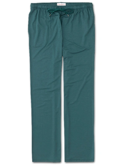 Shop Derek Rose Men's Jersey Trousers Basel 8 Micro Modal Stretch Green