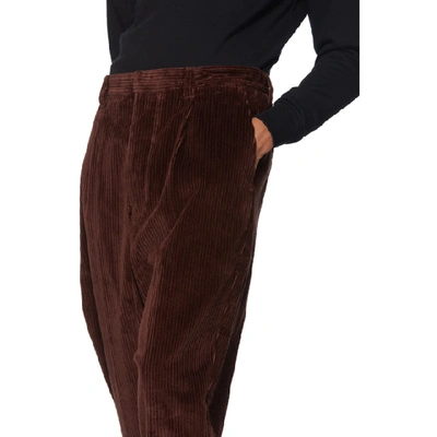 Shop Ami Alexandre Mattiussi Brown Oversized Carrot Trousers In 201 Cognac