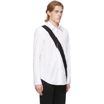 Shop Helmut Lang White Slash Band Shirt In Wht/blk