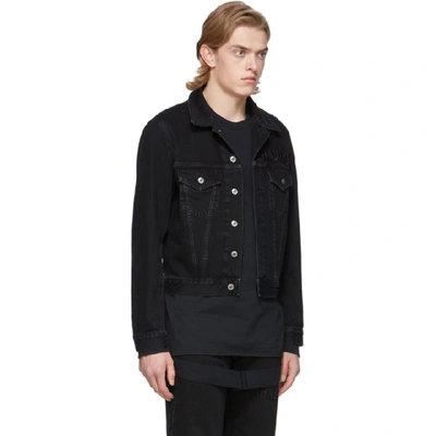 Shop Helmut Lang Black Denim Monogram Masc Trucker Jacket In Ac Blk Ston