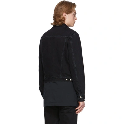 Shop Helmut Lang Black Denim Monogram Masc Trucker Jacket In Ac Blk Ston