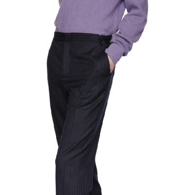 Shop Harmony Navy Striped Tennis Trousers In 097 Navy