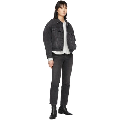 Shop Alexander Wang Black Denim Game Jacket In 015 Grey Ag