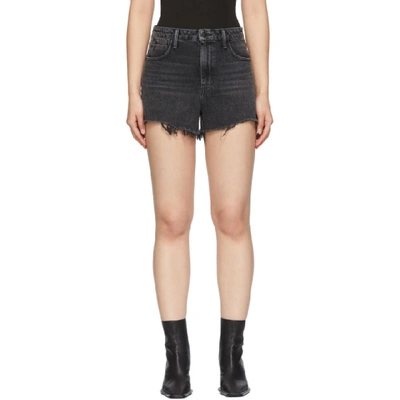 Shop Alexander Wang Black Denim Bite Shorts In 015 Grey Ag