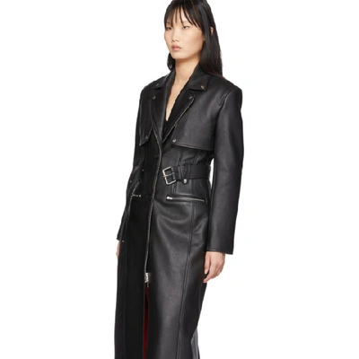 Shop Alexander Wang Black Leather Moto Trench Coat In 001 Black