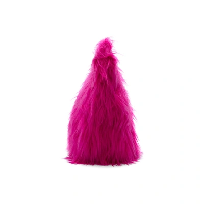 Shop Balenciaga Pink Faux-fur Large Furry Curve Clutch In 5611 Acid F