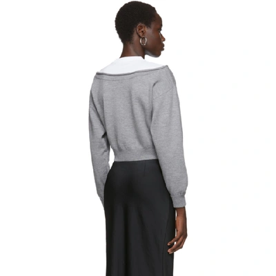 Shop Alexander Wang T Grey Cropped Bi-layer Sweater In 032 Grey