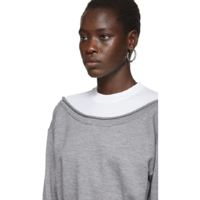 Shop Alexander Wang T Grey Cropped Bi-layer Sweater In 032 Grey